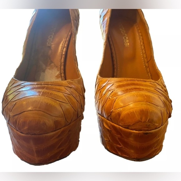 Sergio Rossi Snake Print Platform Heels Size 5 High Heel Pumps Designer Shoes - Picture 4 of 15